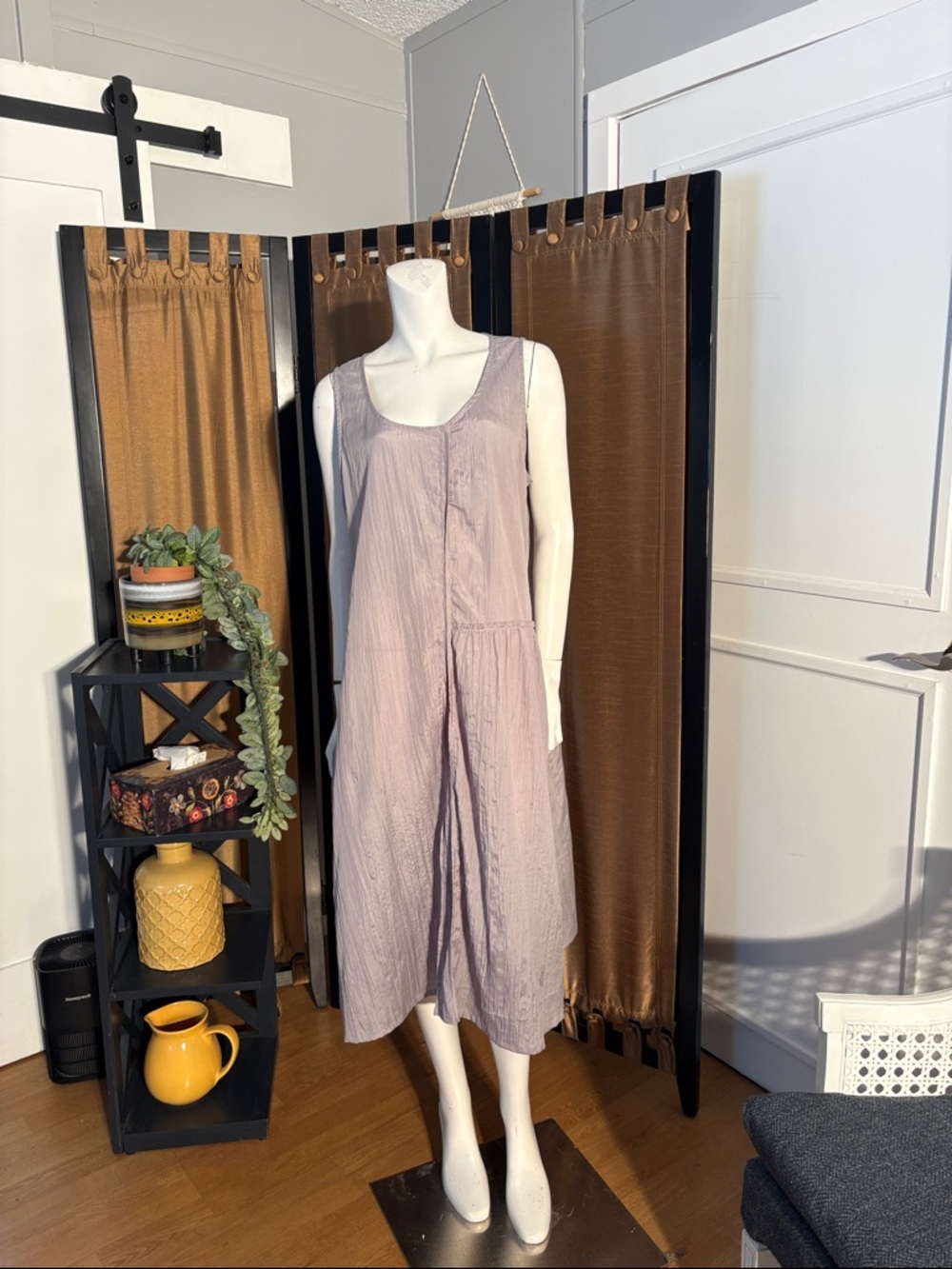 Sleeveless Silver Grey Lightweight Midi Dress from Tera Vao.